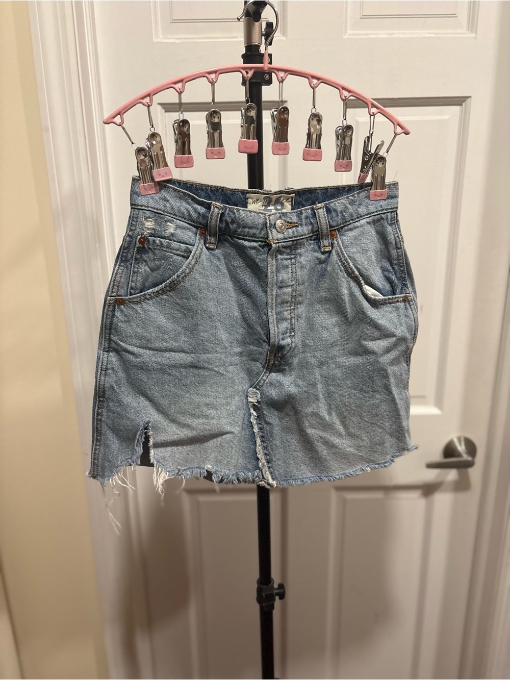 Free People Light Wash Denim Skirt